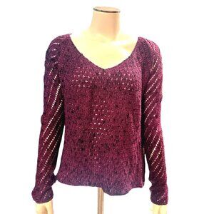 American Eagle Outfitters Burgundy Acrylic Wool Long Sleeve Sweater Medium